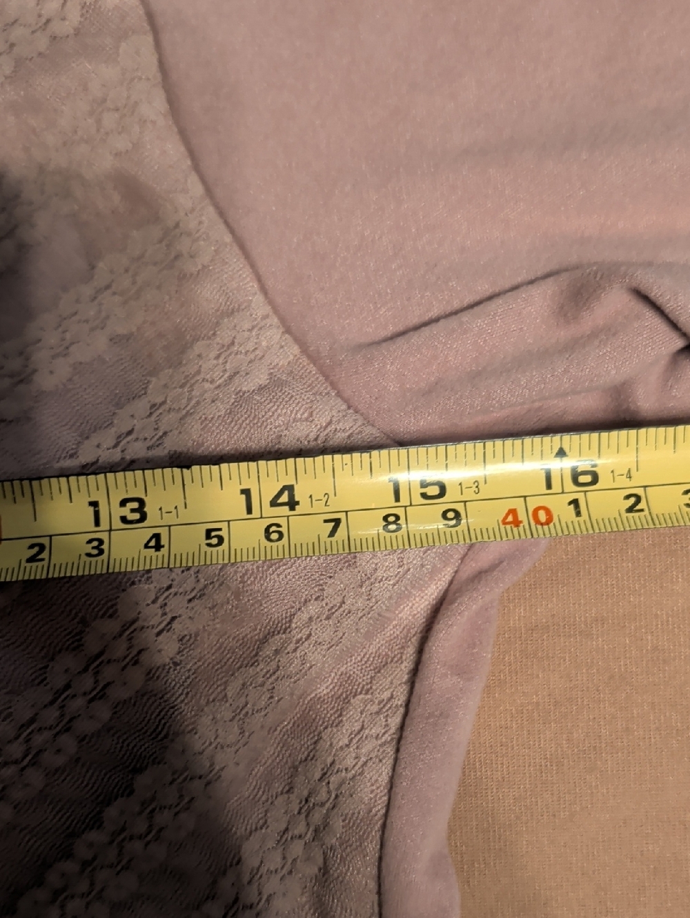 Dusty Pink Lace-Trim V-Neck  Bodice  Long Sleeve Thermal Top - Picture 8 of 8